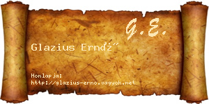 Glazius Ernő névjegykártya